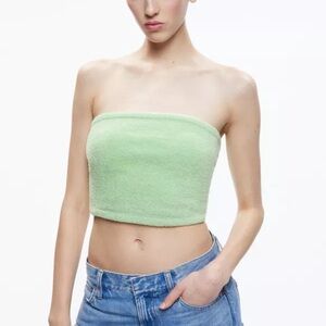 Alice + Olivia Alison Tube Pistachio Crop Top